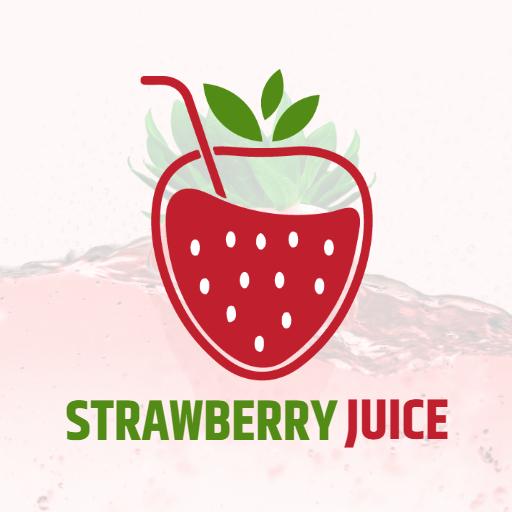 Refreshing Strawberry Juice in a Fun Strawberry Cup Logo Template