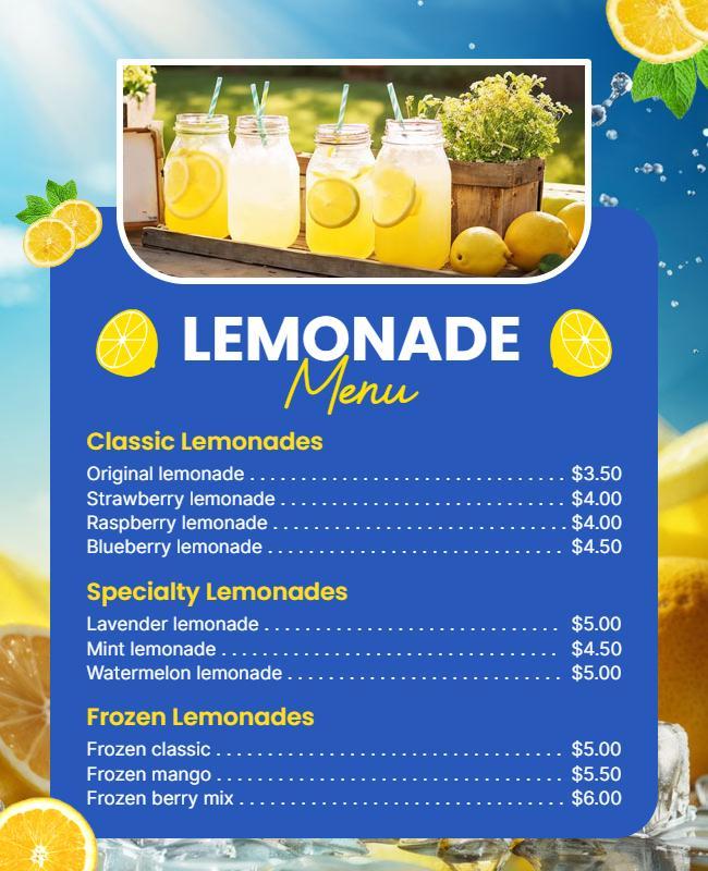 Refreshing Summer Lemonade Menu Flyer Template