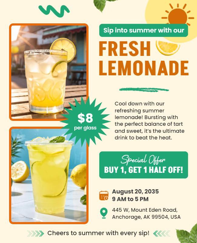 Refreshing Summer Lemonade Promotion Flyer Template