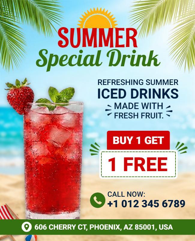 Refreshing Summer Special Drink Flyer Template