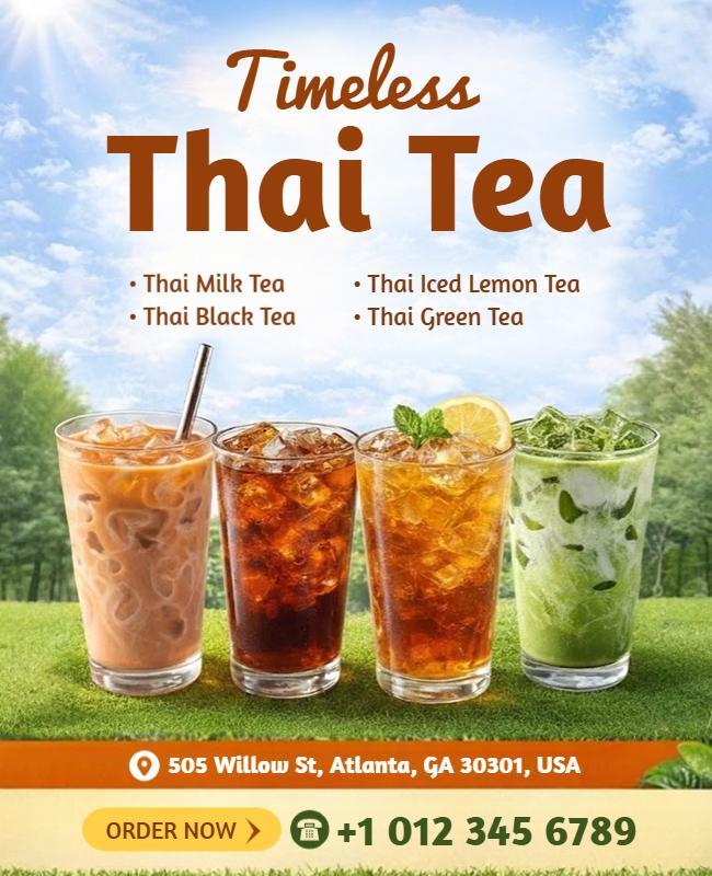 Refreshing Thai Tea Beverage Flyer Template