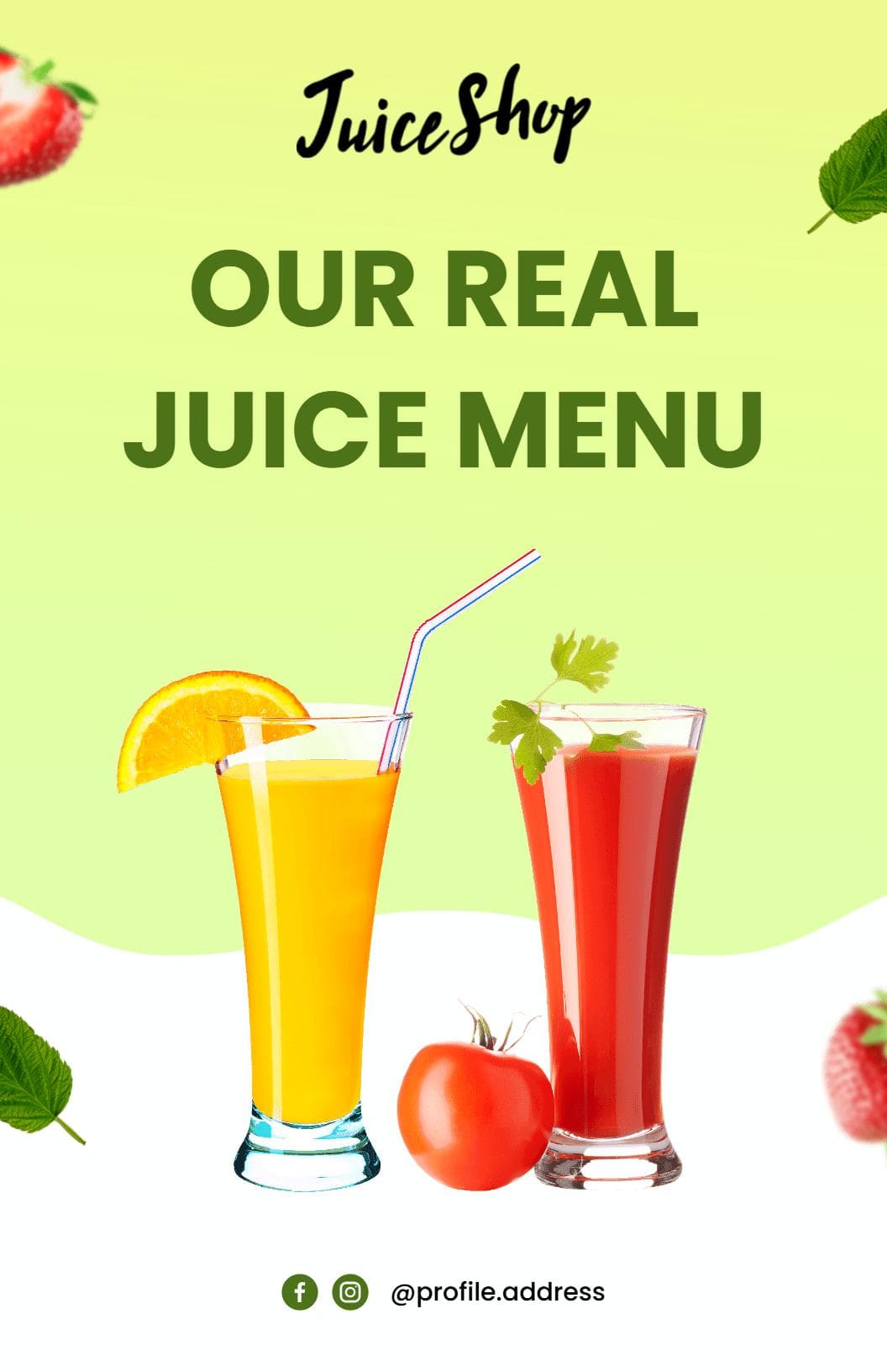 Refreshing Tropical and Nutrient-Packed Drinks Juice Menu Template