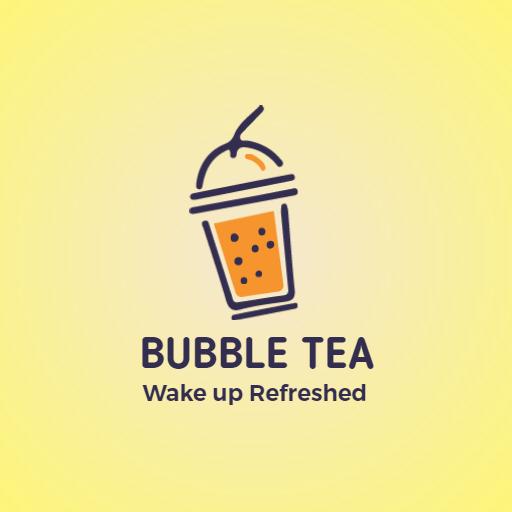 Refreshing Yellow and Orange Bubble Tea Experience Logo Template
