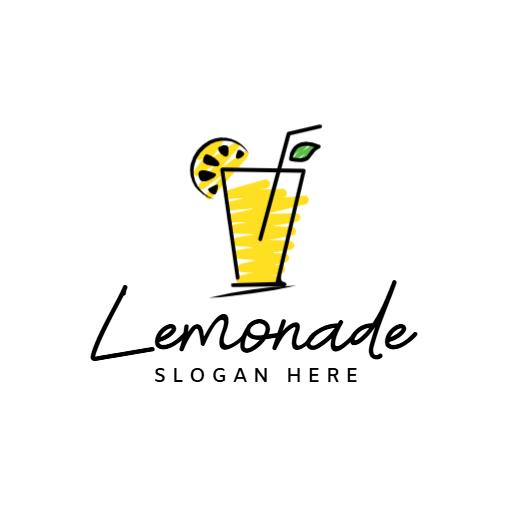 Refreshing Yellow Lemonade Drink with Stylish Glass Logo Template