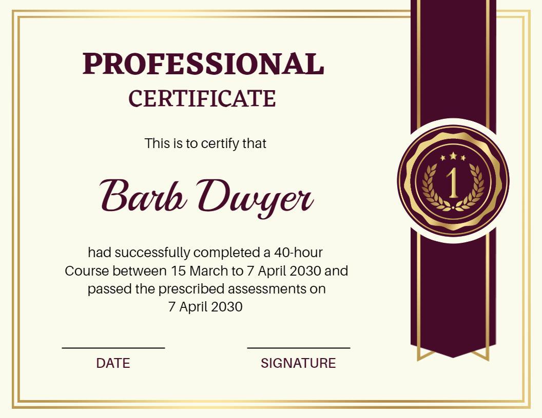 Regal Burgundy Professional Achievement Certificate Template