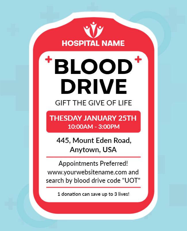 Regent St Blue Blood Drive Flyer Template