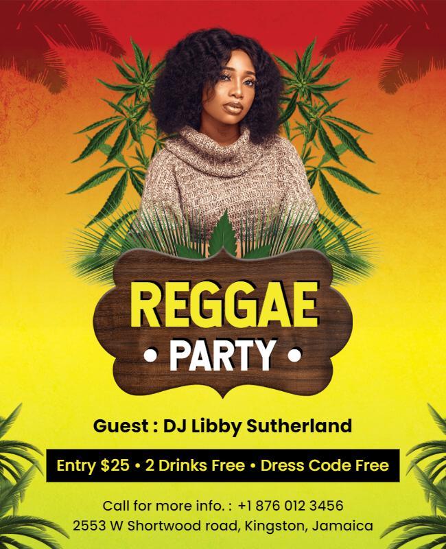 Reggae Music Celebration Party Flyer Template