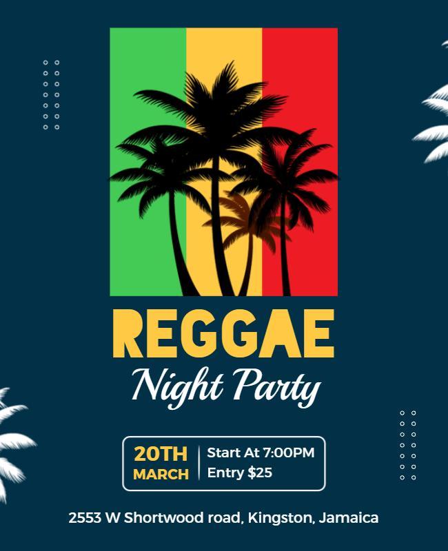 Vibrant Green and Red Reggae Night Party Flyer Template