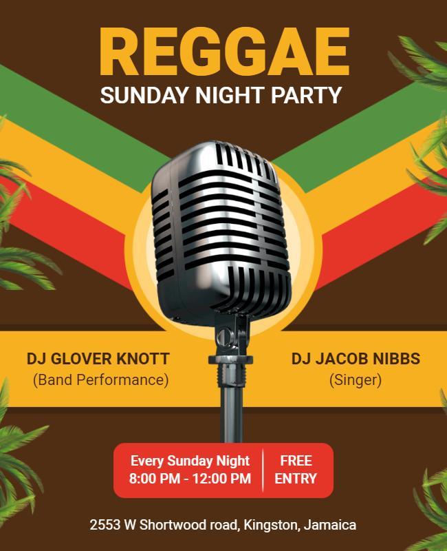 Reggae Sunday Night Party Event Flyer Template