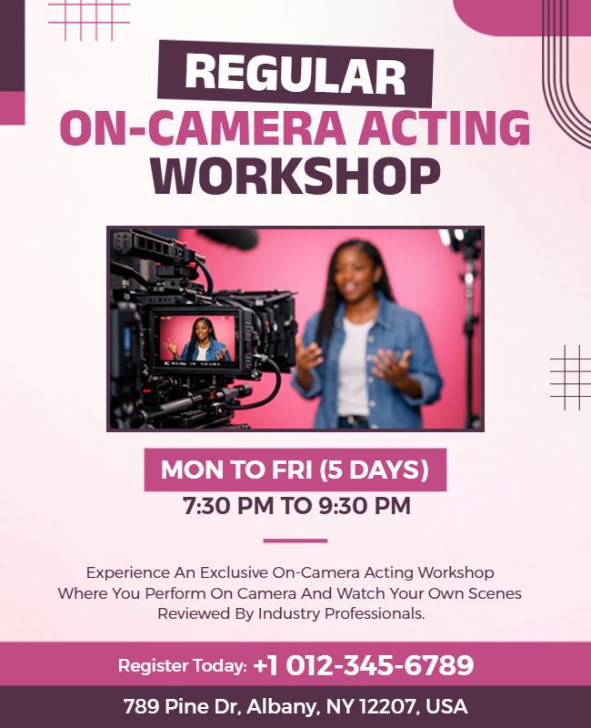 Regular on-Camera Acting Workshop Flyer Template