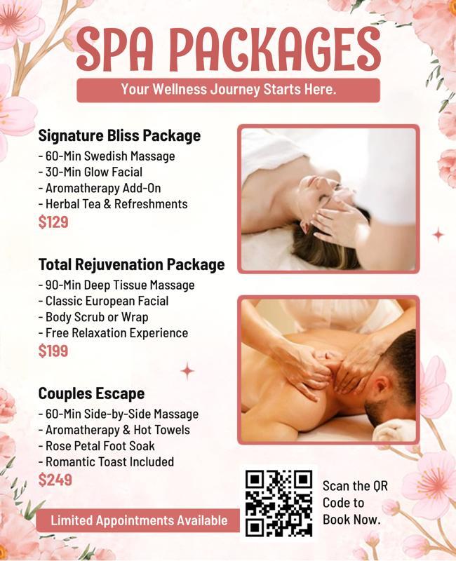 Relaxation Spa Packages and Wellness Retreat Flyer Template