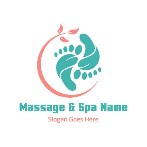 Relaxing Aqua Footprint Design Enhancing Massage Therapy Logo Template