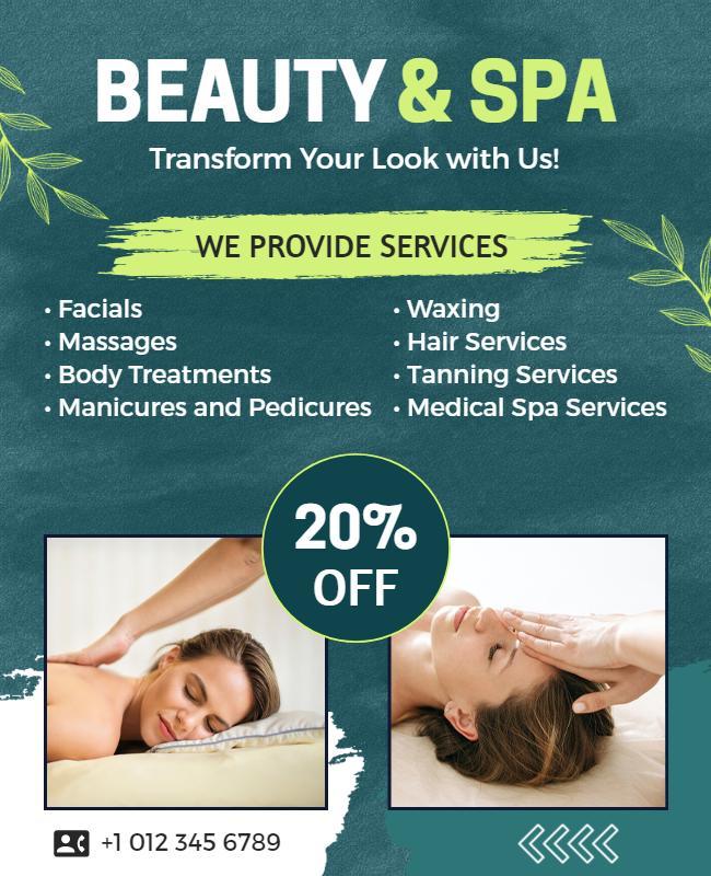 Relaxing Beauty and Spa Service Offer Flyer Template