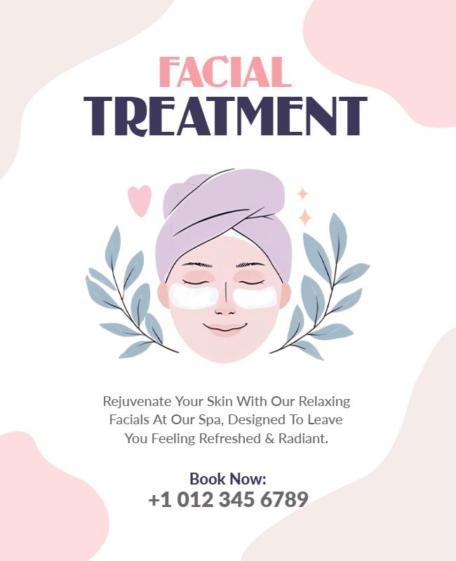 Relaxing Beauty Facial Services Advertisement Flyer Template