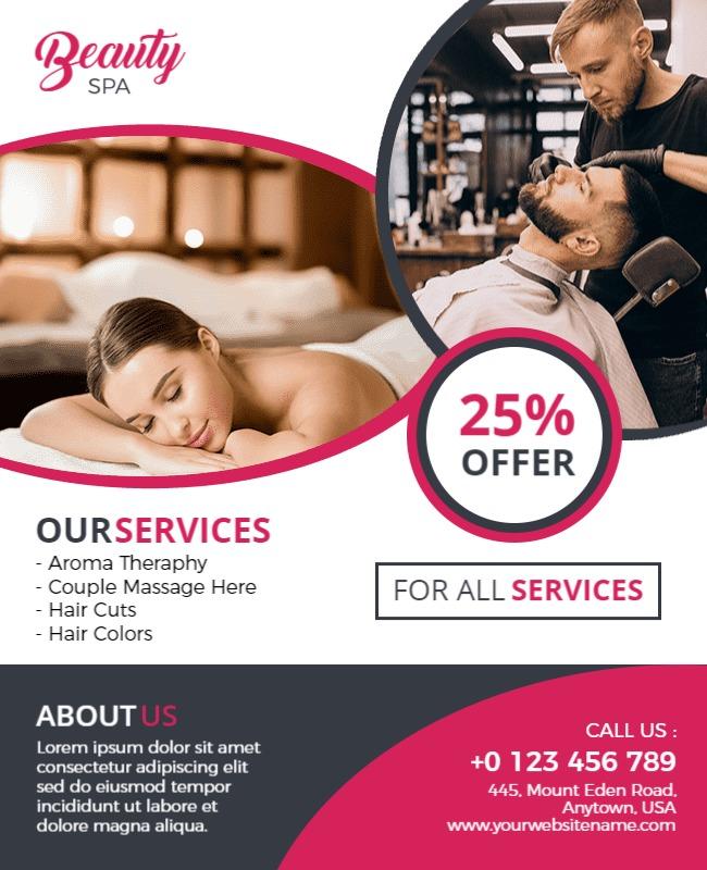 Relaxing Beauty Spa Services Promotion Flyer Template