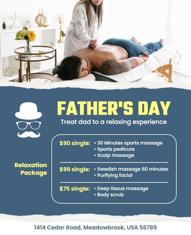 Relaxing Blue Father's Day Spa Package Poster Template