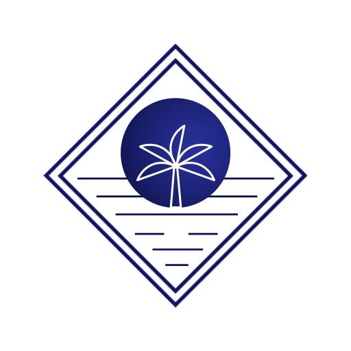 Relaxing Blue Sunset with Palm Tree Design for Travelling Logo Template