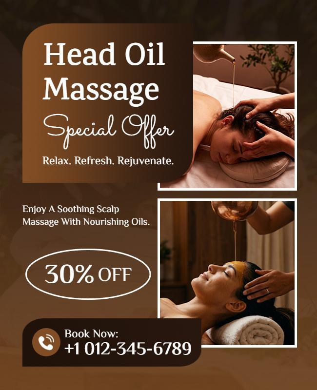 Relaxing Head Oil Massage Special Offer Poster Template