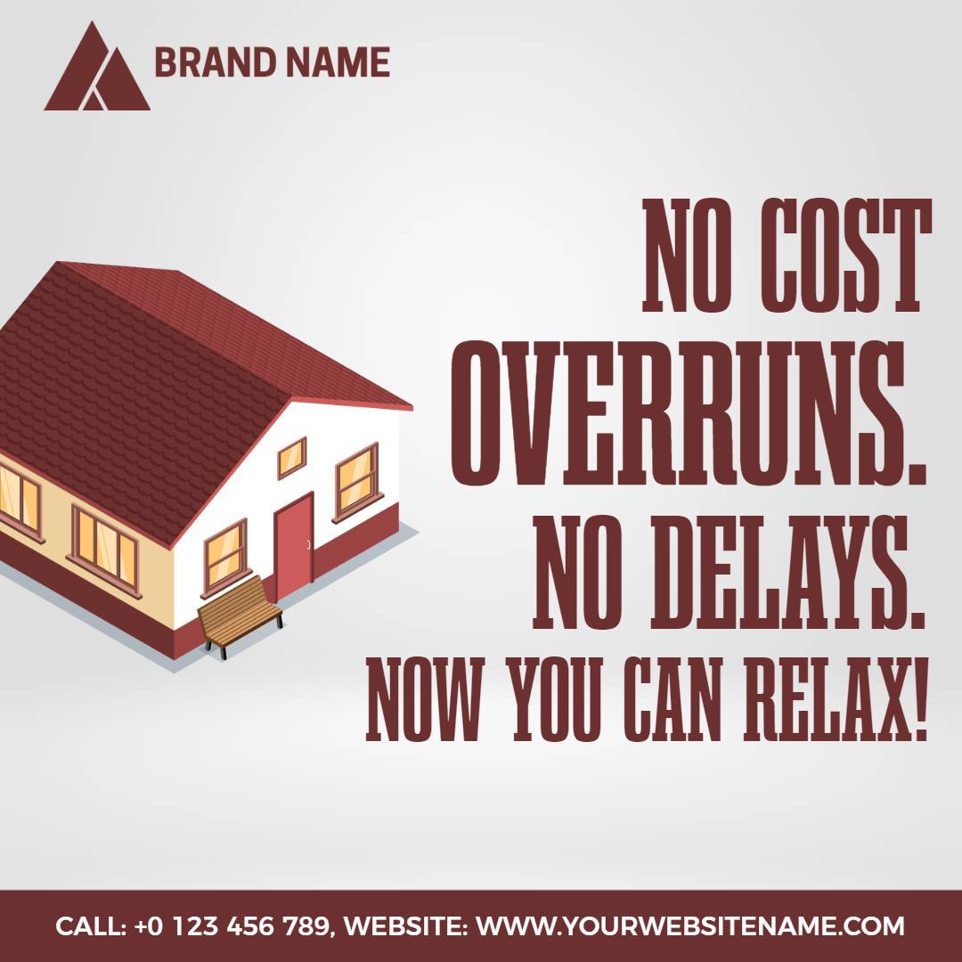 Relaxing Home Purchase Assurance with No Cost Overruns Ad Template