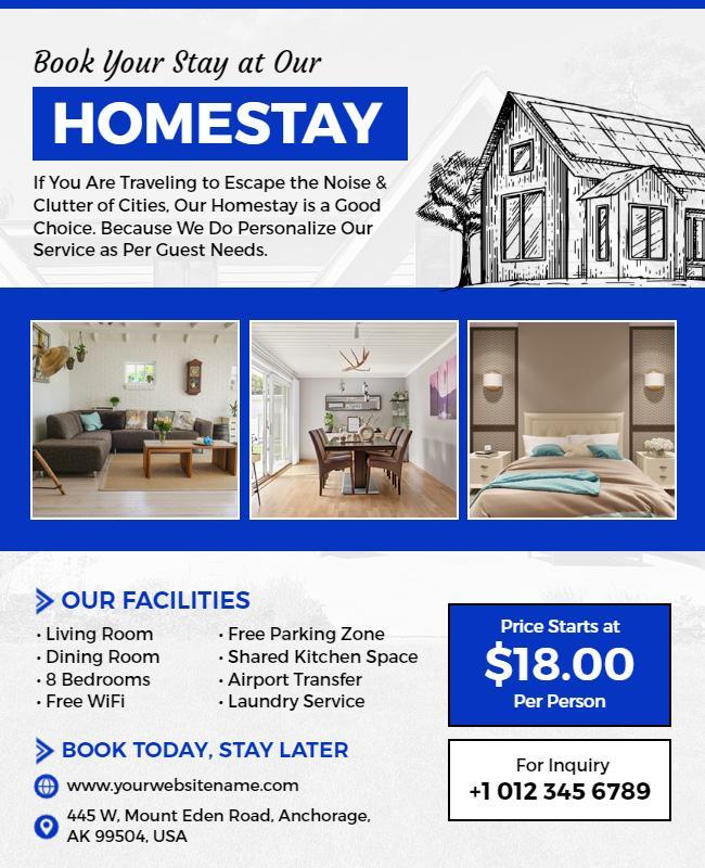 Relaxing Homestay Accommodation Promotion Flyer Template