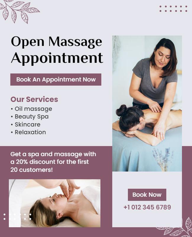 Relaxing Massage and Spa Appointment Flyer Template