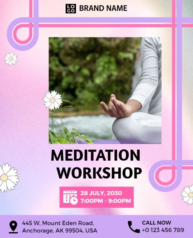 Relaxing Meditation Workshop Event Flyer Template