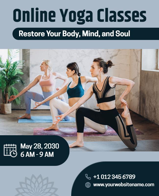 Relaxing Online Yoga Classes Flyer Template