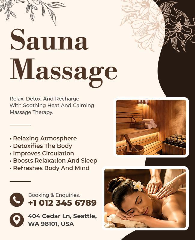 Relaxing Sauna Massage Therapy Services Poster Template