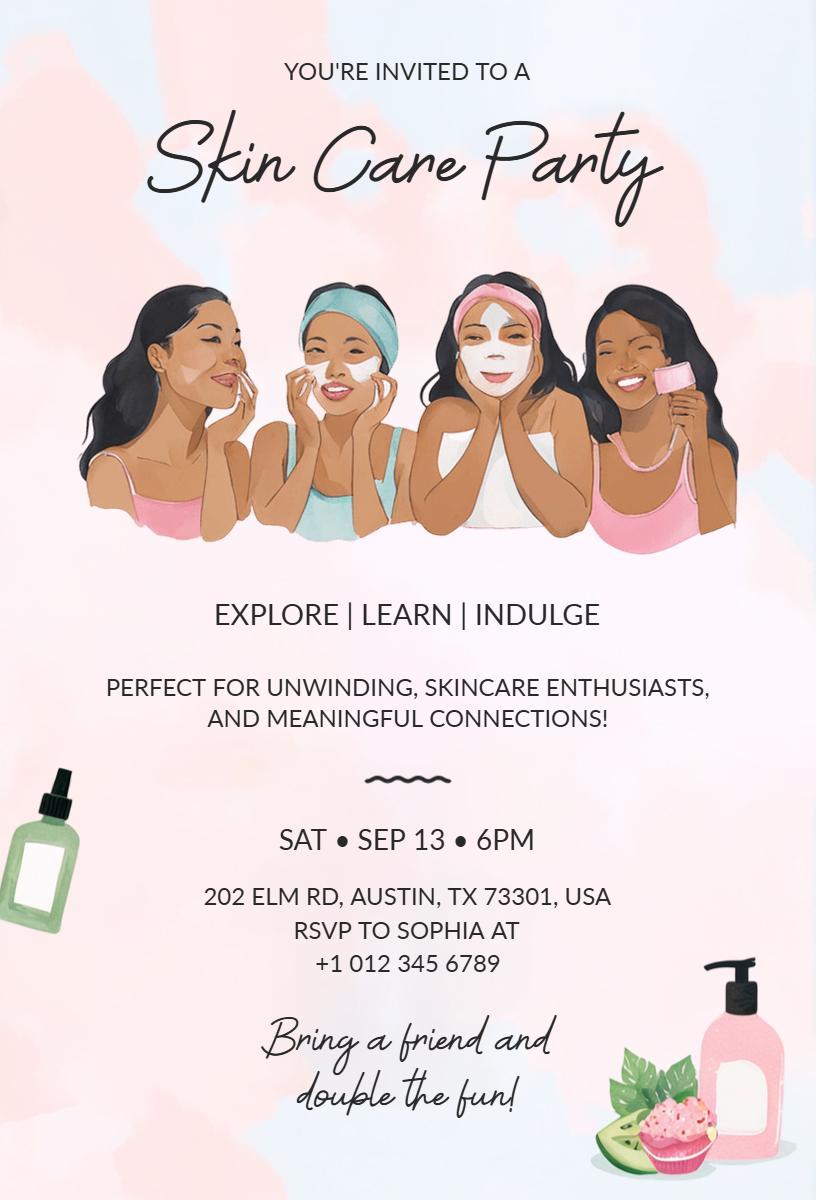 Relaxing Skin Care Unwind Friends Party Invitation Template