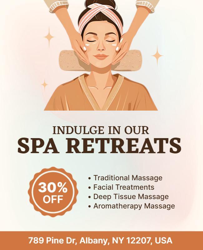 Relaxing Soft Orange Spa Retreat Promotional Poster Template