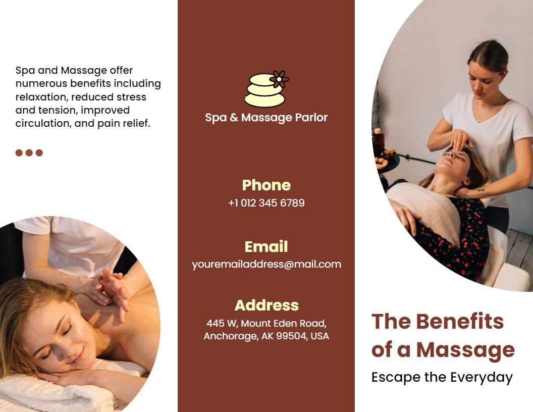 Relaxing Spa and Massage Benefits Services Brochure Template