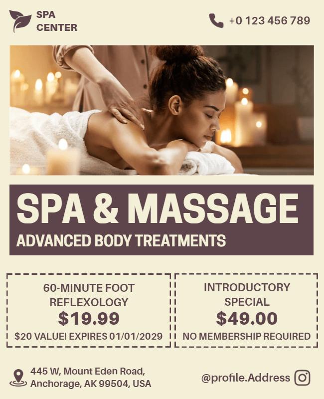 Relaxing Spa and Massage Therapy Flyer Template