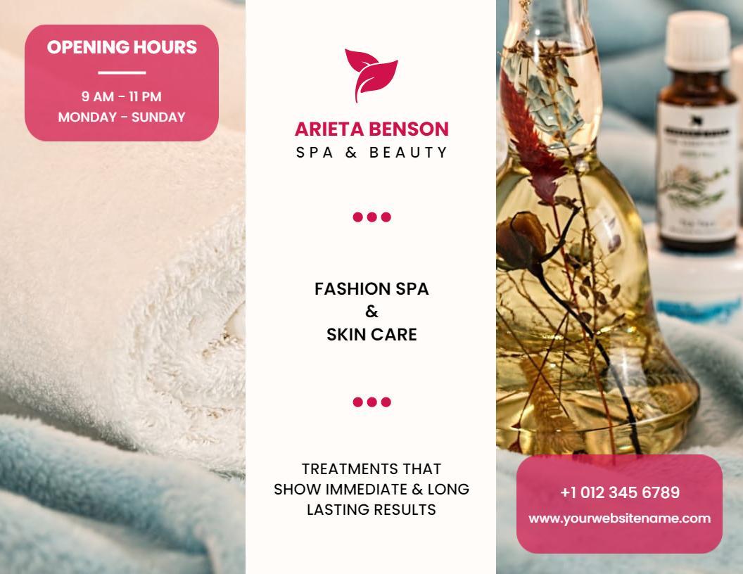 Relaxing Spa and Skin Care Treatments Information Brochure Template