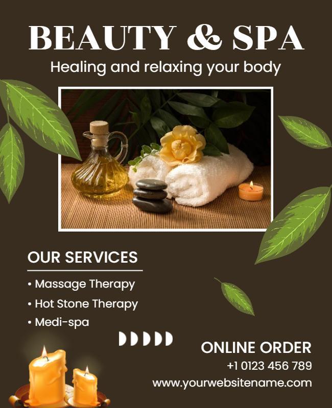 Relaxing Spa and Wellness Services Flyer Template