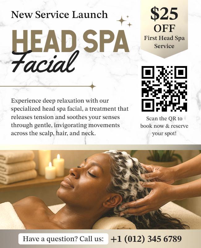 Relaxing Spa Head Massage Service Launch Flyer Template