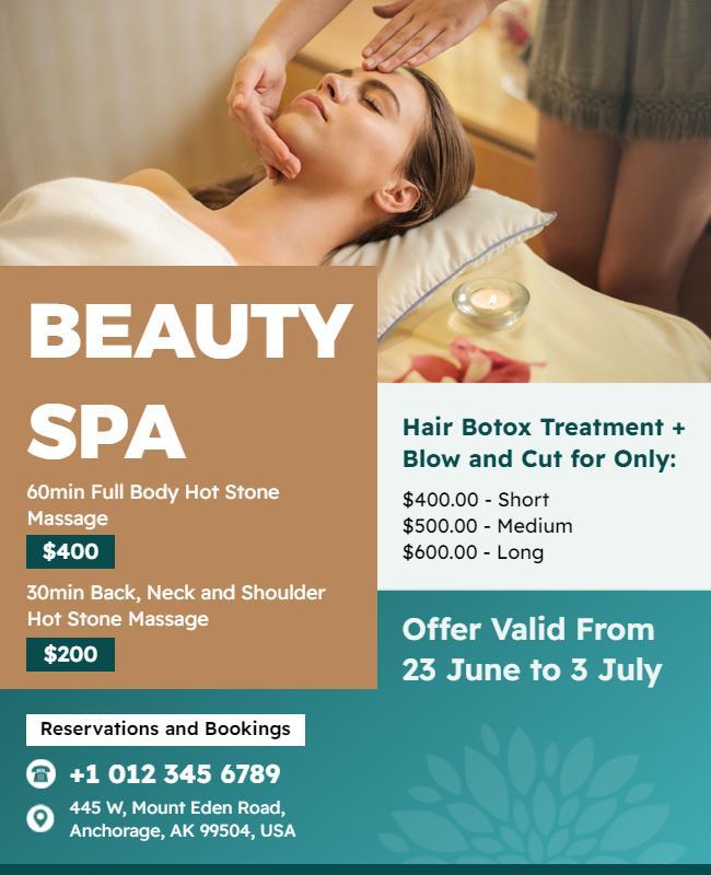 Relaxing Spa Massage Promotion Flyer Template