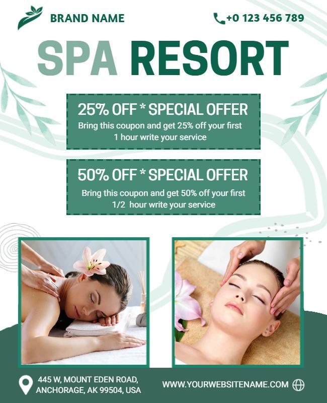 Relaxing Spa Resort Discount Offer Flyer Template