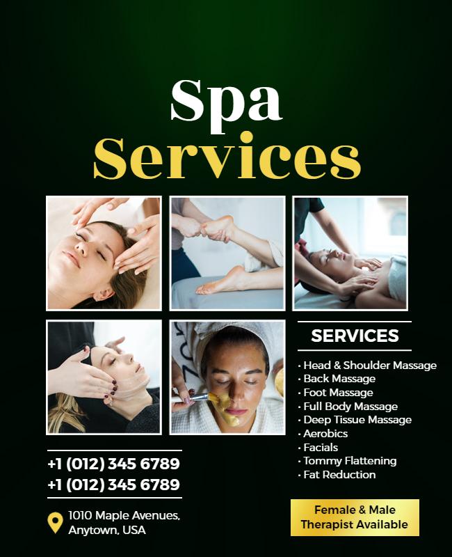 Relaxing Spa Service Offerings Flyer Template