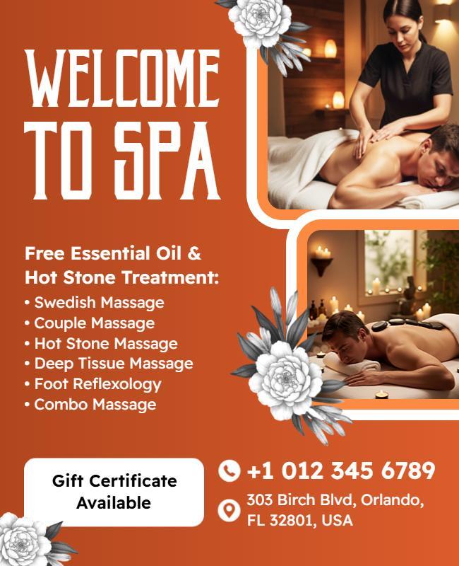 Relaxing Spa Services and Massage Treatments Flyer Template