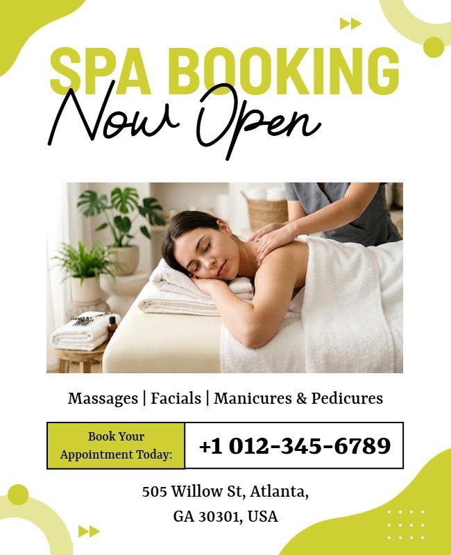 Relaxing Spa Services Booking Poster Template