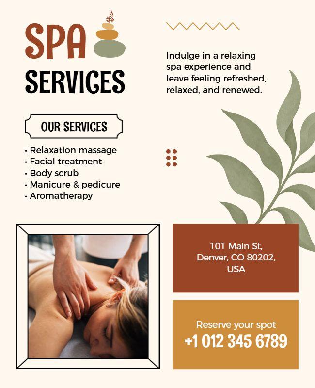 Relaxing Spa Services Promotional Flyer Template