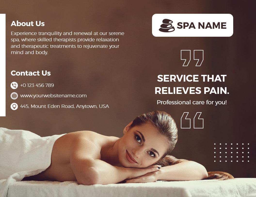 Relaxing Spa Therapy and Massage Services Brochure Template