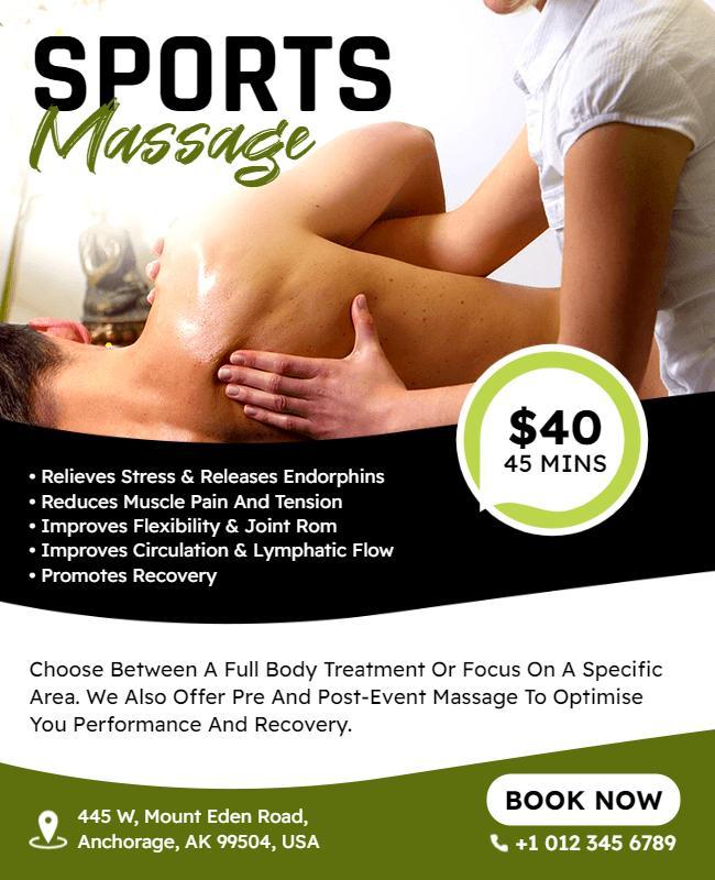 Relaxing Sports Massage Therapy Flyer Template