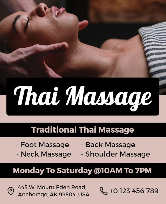 Relaxing Traditional Thai Massage Service Flyer Template