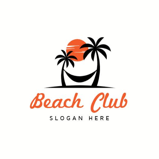 Relaxing Tropical Vibes with Palm Trees and Sun Logo Template