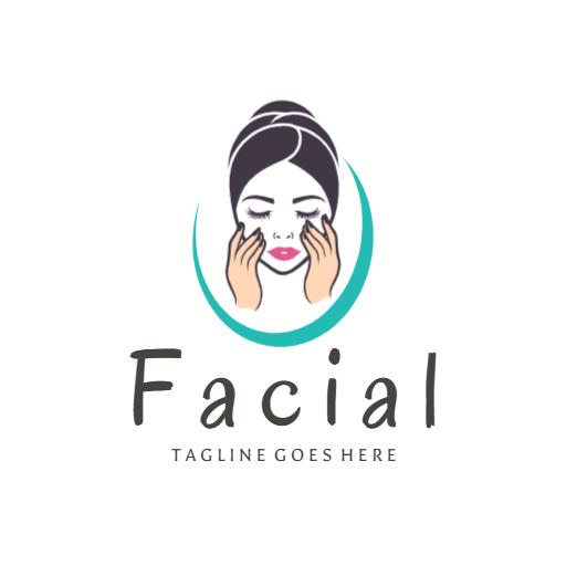 Relaxing Woman Enjoying a Soothing Facial Treatment Logo Template