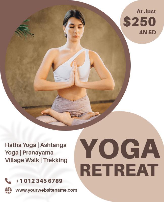 Relaxing Yoga Retreat with Meditation Practices Flyer Template