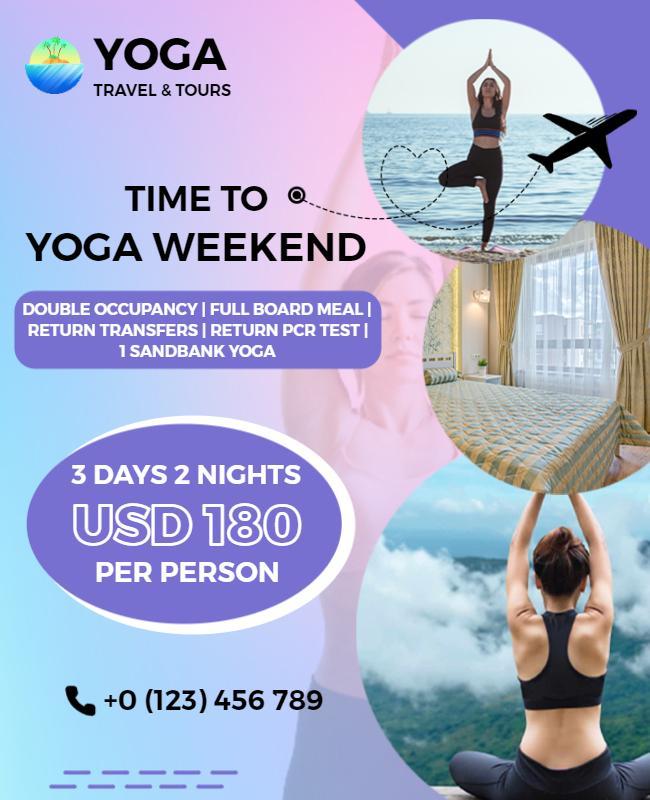 Relaxing Yoga Weekend Retreat Travel Package Poster Template
