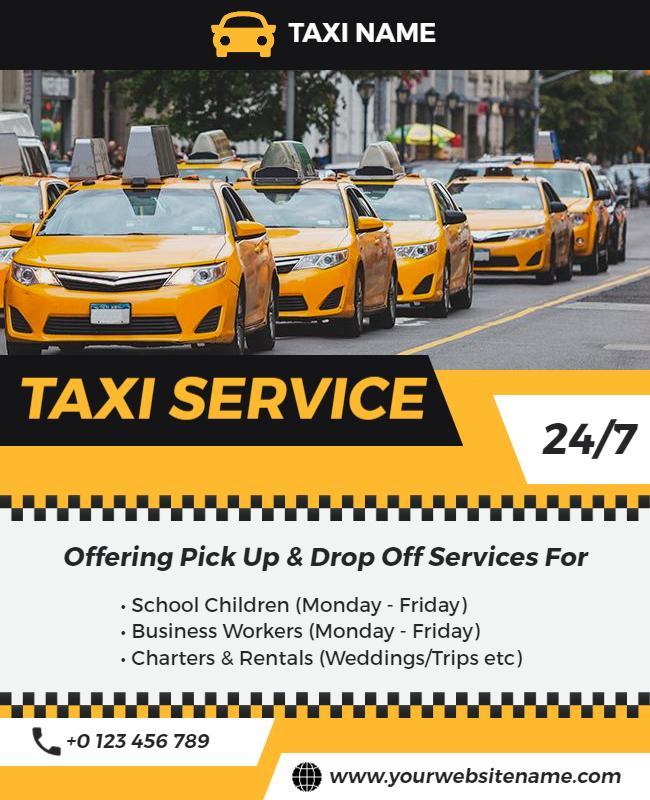 Reliable 247 Taxi Service Promotion Flyer Template