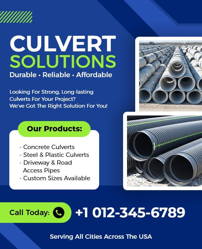 Reliable and Affordable Culvert Solutions Flyer Template